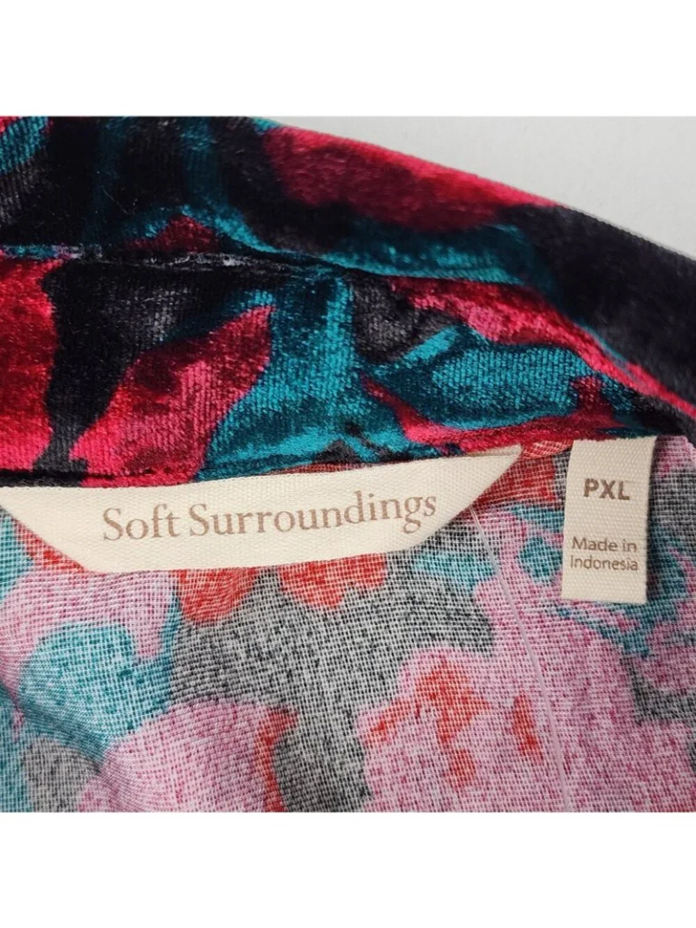 Soft Surroundings Shirt Womens PXL Icon Silk Velvet Poets Art Floral NWT 3EM11 - Picture 3 of 9